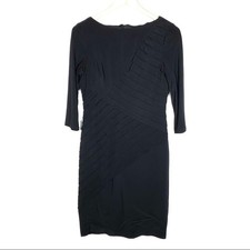 Adrianna Papell Black 3/4 sleeve  knee length sheath cocktail dress 6 B126