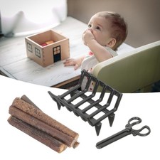 Detailed Firewood Set With Tongs Firewood For 1/12 Scale Dollhouses Decors