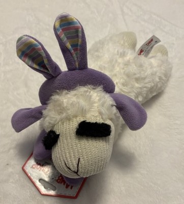 Multipet EASTER LAYING DOWN LAMB CHOP PURPLE BUNNY EARS & PAWS dog toy 11'' NWT