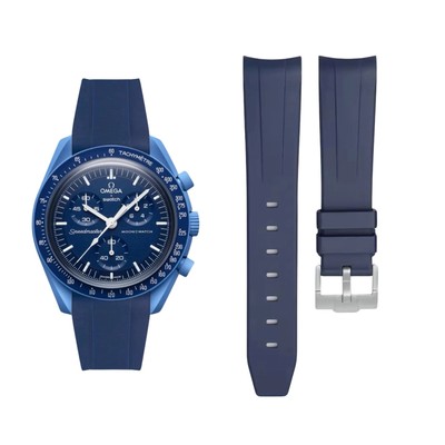 NAVY BLUE NEPTUNE RUBBER STRAP FOR LUXURY WATCH SPEEDMASTER MOONSWATCH