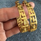 Vtg Gold Tone Etched Hoop Earrings Clip GOLDETTE Large Wide Hoops Statement — photo 3