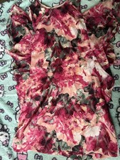 Tahari Arthur S. Levine Chiffon Floral Ruffle Sheath Dress Lined Size 12
