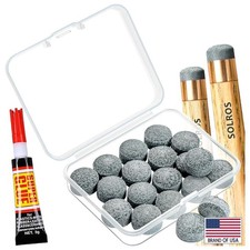 Billiard Pool Cue Tips Pool Cue Stick Tip Replacement Repair Kit w/ Storage Box