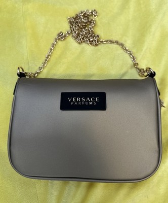 Versace Parfum Clutch Purse Bag Crossbody Shoulder Gold Chain Zipper Pouch