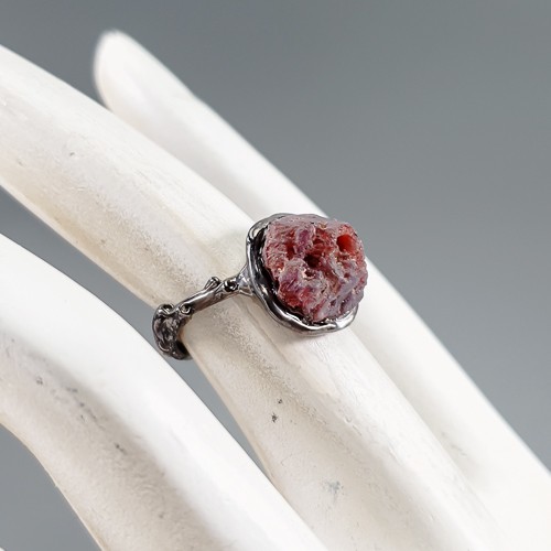 Rough unheated Ruby Ring 925 Sterling Silver Size 6 /B-R4322 - Picture 3 of 5