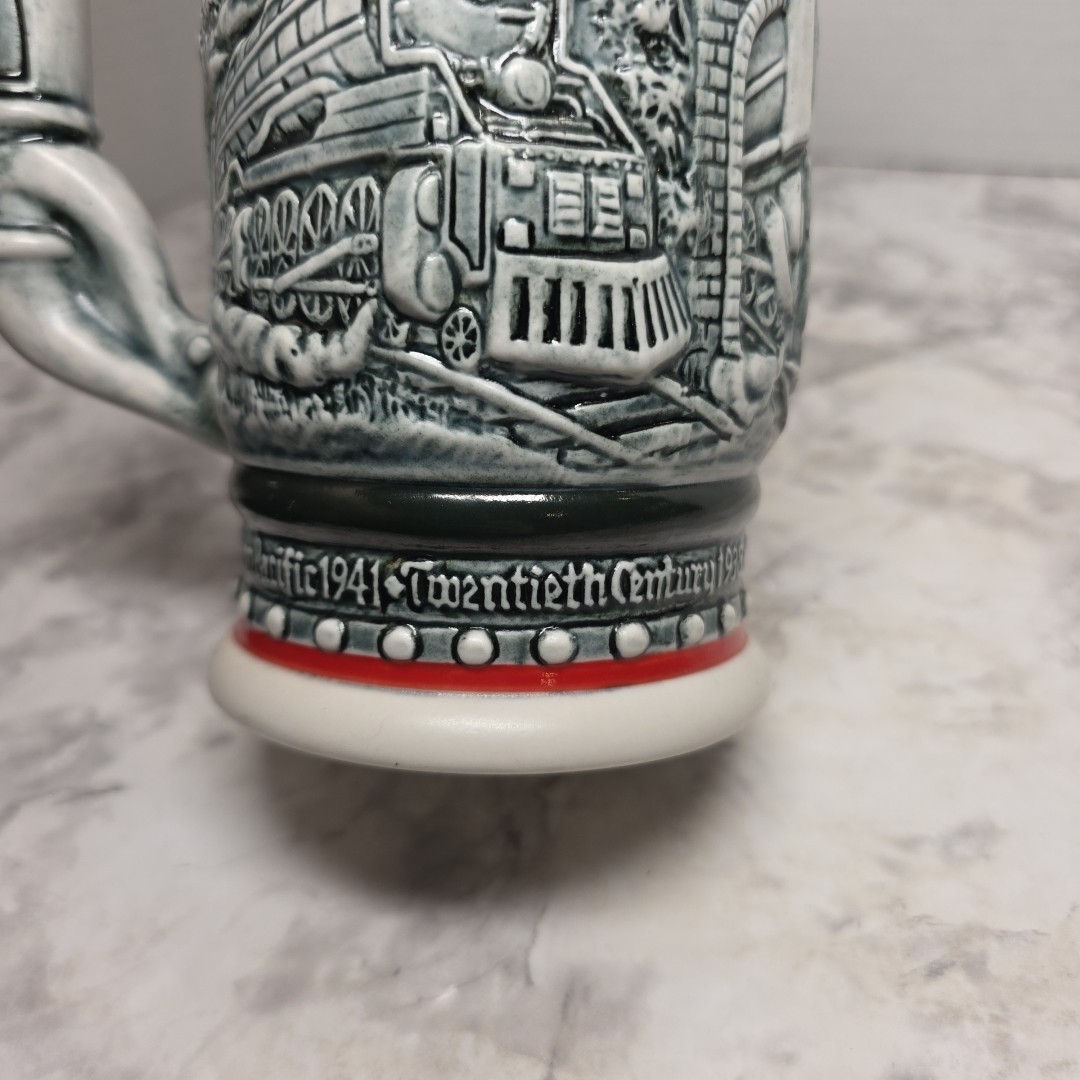 Vintage 1982 Avon Age of the Iron Horse Lidded Beer Stein Train Loco. Ceramic