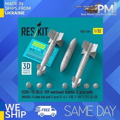 Reskit RS32-0564 1/32 EGBU-15 (BLU-109 warhead) bombs (2 pcs) with AN/AXQ-14
