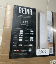 Reina Flat Vertical Designer Radiator Double Panel White 1800x366 Hot Water