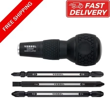 BALL GRIP 1/4" Hex. Bit Interchangeable Screwdriver (Bit 3PC. (+1, +3 / +2, -...