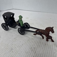 Vintage Cast Iron Horse Drawn Buggy With Driver Three Pieces