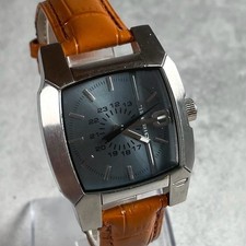 Diesel DZ-1123 Square Quartz Watch Date Blue Gray Dial Replacement Band