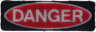 Danger Iron on Novelty Patch- 3x1 inch - P2906
