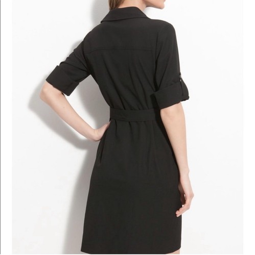 MICHAEL KORS Black Shift Utility Front Zip Shirtdress Women’s Size Medium - 第 3/13 張圖片