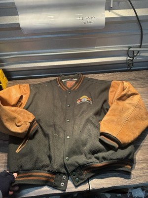 Vintage Golden Bear Leather and Wool Varsity Sante Fe Railroad  Xl Made In USA