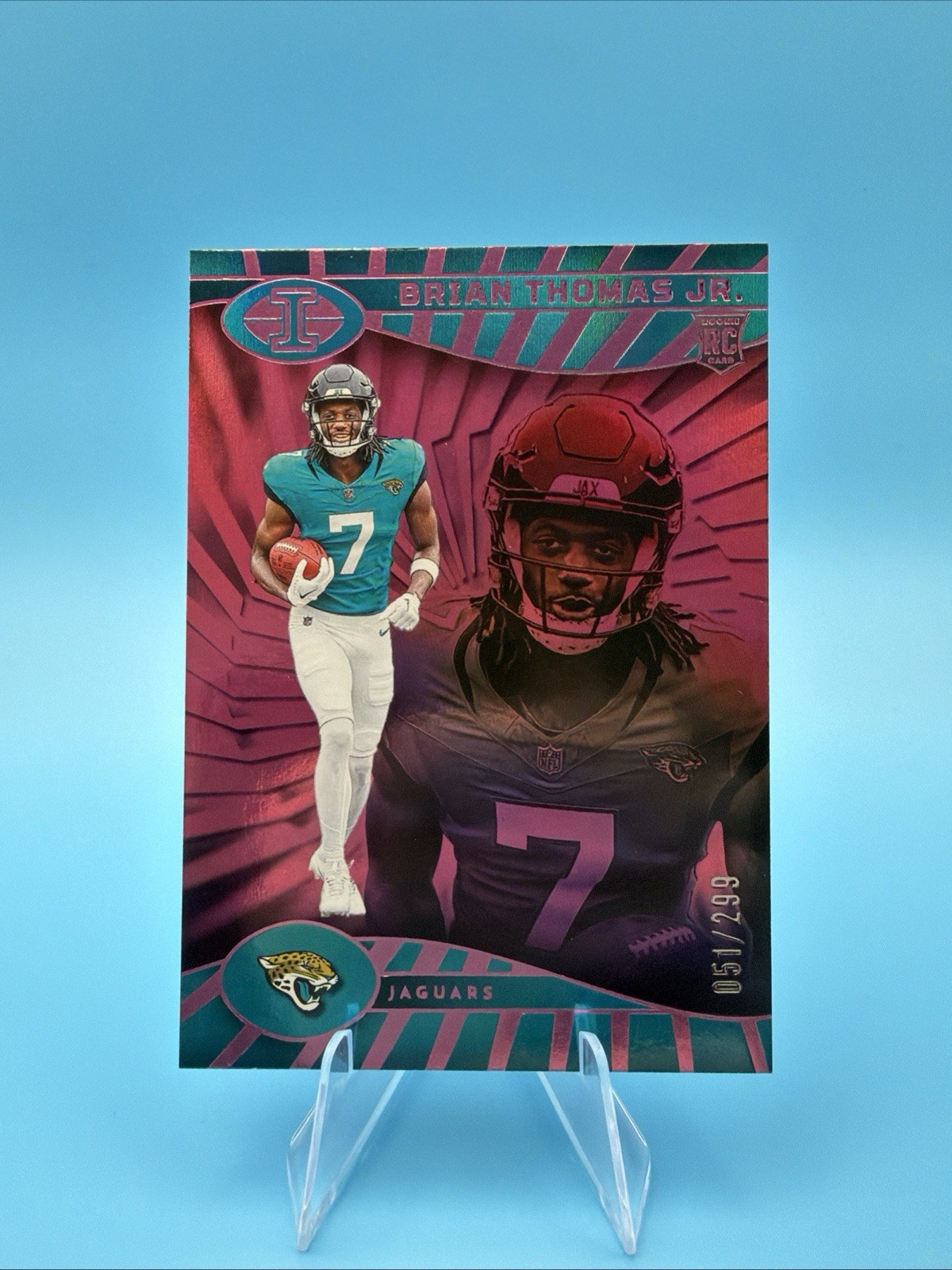 2024 Panini Illusions - Brian Thomas Jr. #41 Trophy Collection Pink /299 (RC)