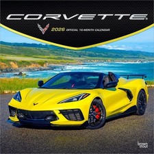 Corvette Official 2026 12 X 24 Inch Hanging Monthly Square Wall Calendar Plast