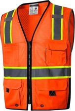 SKSAFETY 10 Pockets Hi Vis Safety Vest with Zipper - Class 2 Reflective 5XL