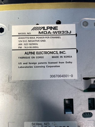 Alpine MDA-W933J CD/MD Tuner - Picture 11 of 15