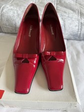 LK Bennet Patent Red Kitten Heel Court Shoes Size 36 With Box