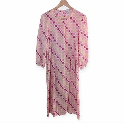 Monsoon And Beyond Lexi Geometric Midi Dress Pink Small