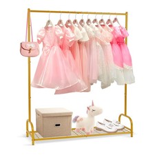 Kids Clothing Rack with Bottom Storage Shelf, Metal Toddler Dress Up Rack for...