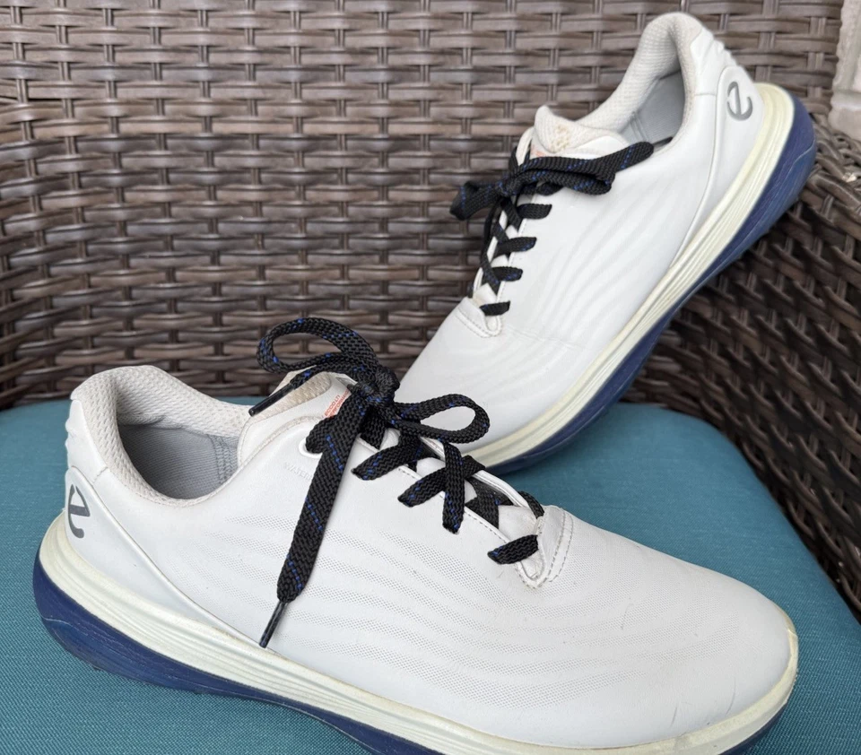 Zapatos impermeables blancos ECCO Golf Lt1 para hombre talla 43 9 - 9,5 cordones personalizados ¡usados una vez! Foto 4 de 4