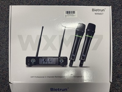 Bietrun WXM27 Wireless Rechargeable Dual UHF Cordless  Microphone System