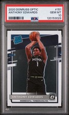  2020-21 Anthony Edwards Donruss Optic #151 Rated Rookie Card RC PSA 10. rookie card picture