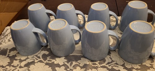 Corelle Stoneware Coffee Cups Country Cottage Light Blue Mugs (8) 11 Ounce - Picture 2 of 6