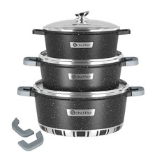 6/8-tlg Kochtopfset Induktion mit Deckel Kochgeschirr Aluguss Topfset Antihaft