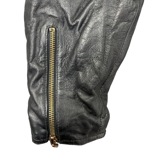 Giacca pelle vintage GIII donna M nera foderata con cintura moto biker zip oro - Foto 16 di 23