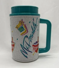 Vtg 90's Genuine McDonald's THERMO Hot & Cold Plastic Beverage Travel Mug Teal