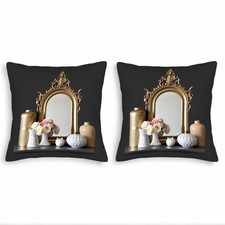 Set of 2 Throw Pillow Covers 18x18in - Elegant Geometric  Floral Pattern