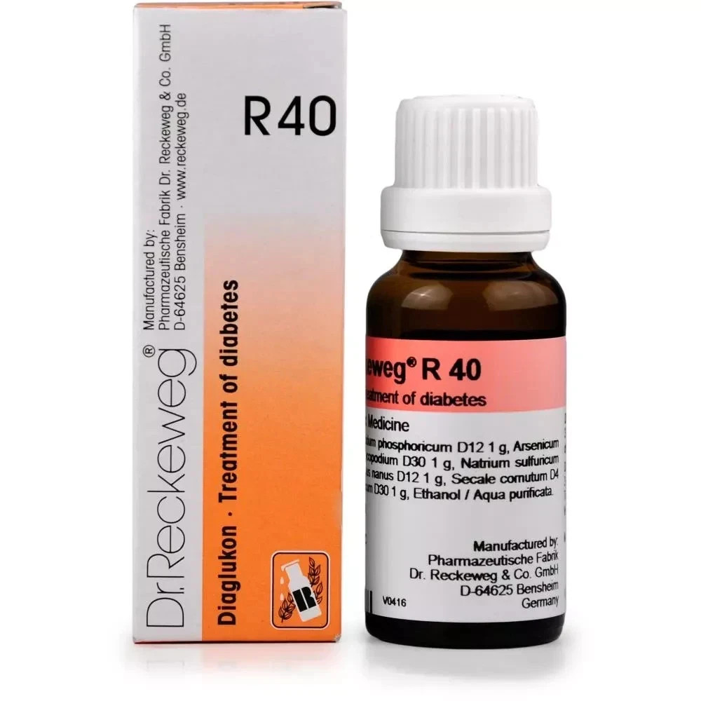 Pack Of 3 Dr. Reckeweg Germany R40 (Diaglukon) 22Ml Homeopath Drop