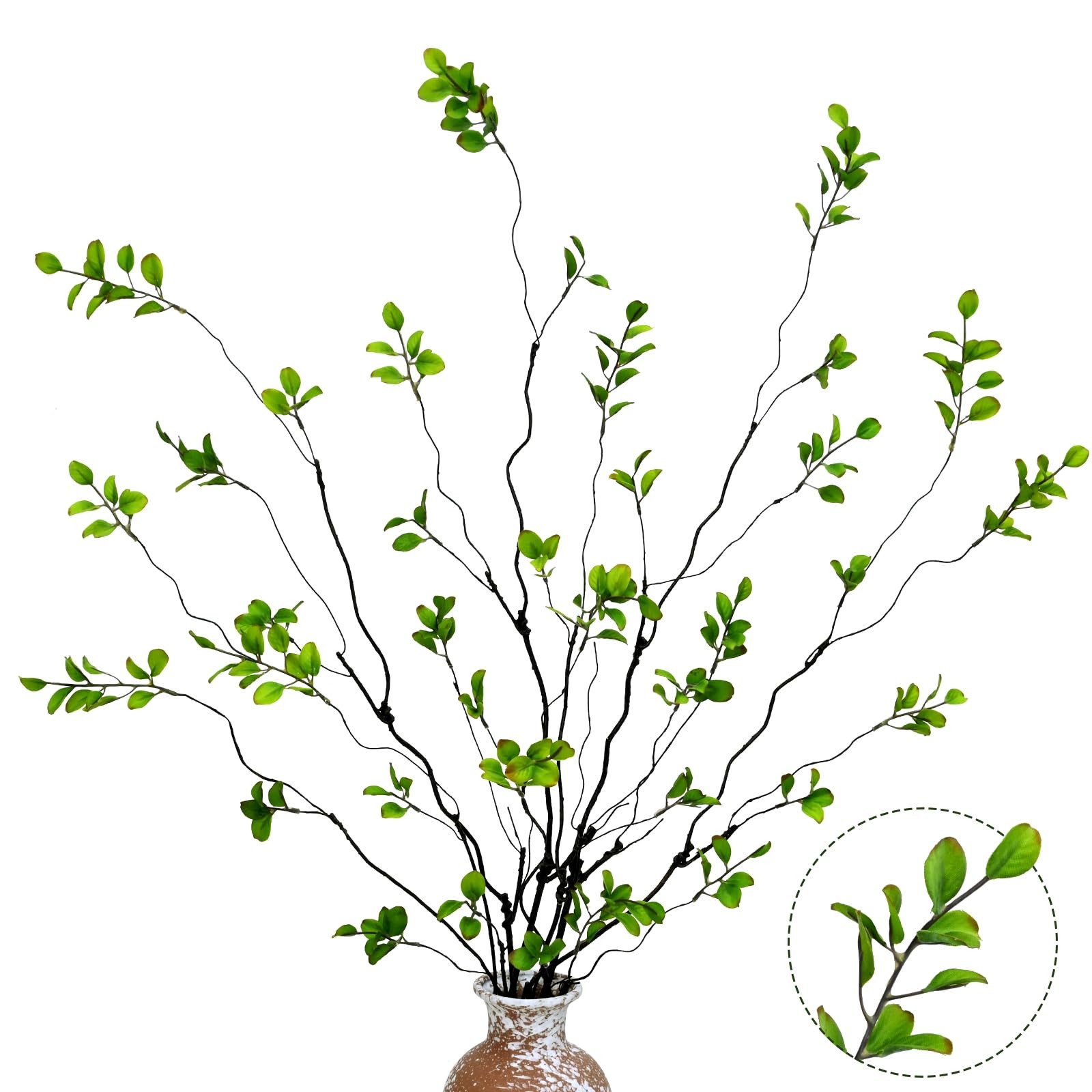4PCS Artificial Ficus Branches for Vase, Faux Greenery Stems for Vase Filler,...