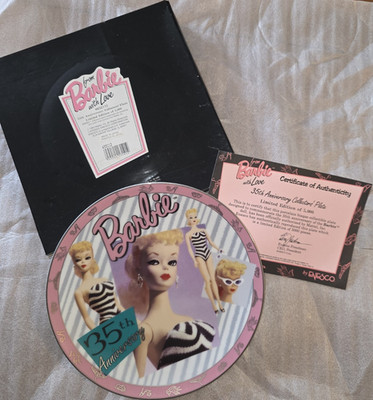 Enesco Barbie 35th Anniversary Porcelain Collector Plate Limited Edition COA