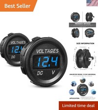 2 Pieces DC 12V Car Voltage Gauge LED Display Waterproof Voltmeter
