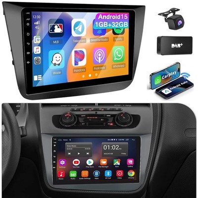 DAB+ 9'' CarPlay Android15 Autoradio Für Seat Altea 2004-2015 GPS NAVI RDS Kamera