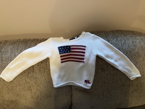 Polo Ralph Lauren American Flag Knit Sweater Kids Size 4/5 - Picture 2 of 3