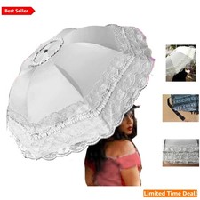 Vintage Lace Parasol UV Sun Rain Protection 34.25 Inch Girls Women Gothic