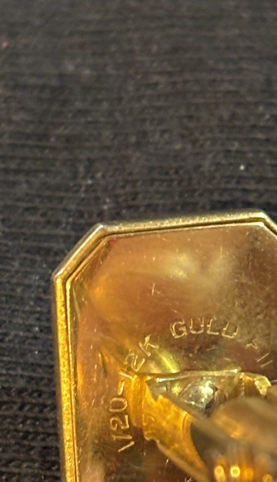 Gold Filled Monogram T Rectangular Bullet Back Me… - image 5