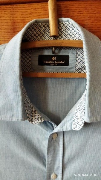 Men Emilio Guido Shirt Blue Cotton 40 /L / 48