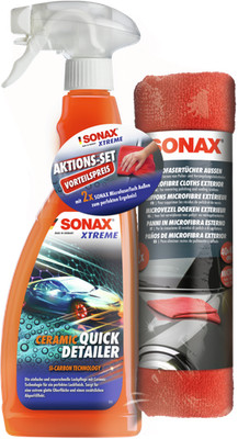 SONAX XTREME Ceramic QuickDetailer mit MicrofaserTücher Außen AktionsSet 750 ml