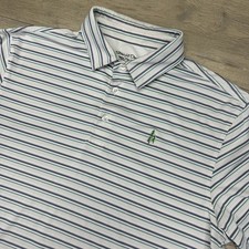 Straight Down Golf Multicolor Striped Men  s Polo Shirt Sz L Course Logo FAIR