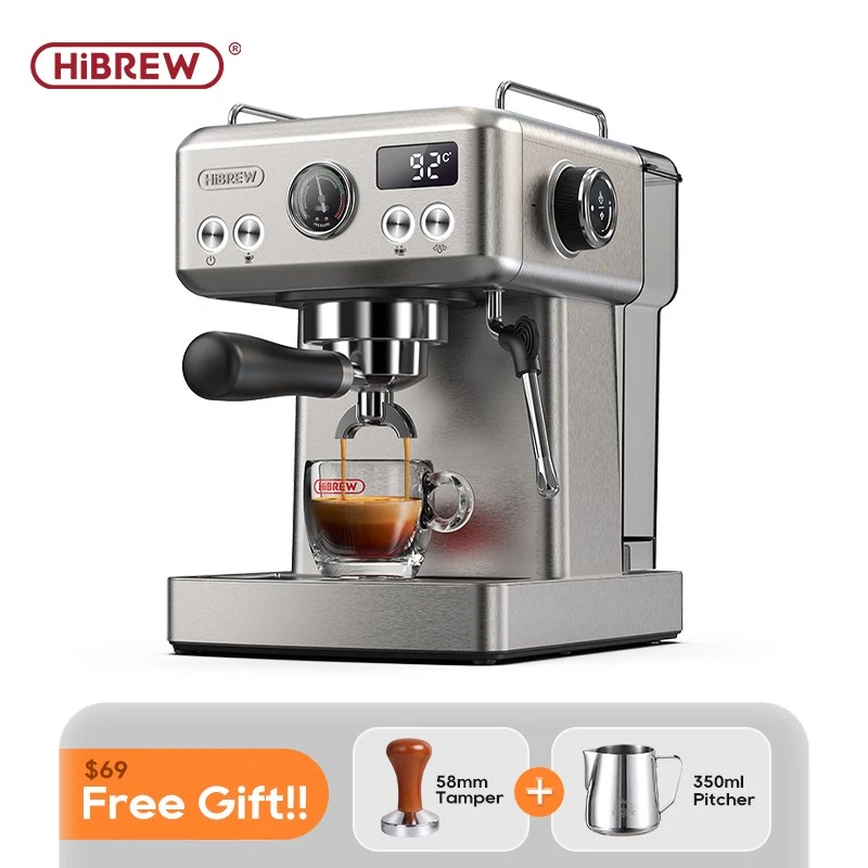 HiBREW H10A Kaffeemaschine 1450W Halbautomatische Siebträger Espressomaschine