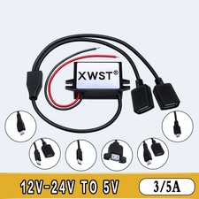 Waterproof DC-DC 12V/24V 5V 5A Step Down Buck Converter USB Power Supply Charger
