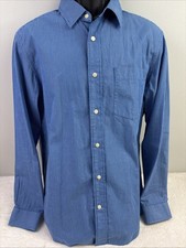 Eddie Bauer Mens Legend Wash Shirt Size M Blue Striped Long Sleeve Button Front