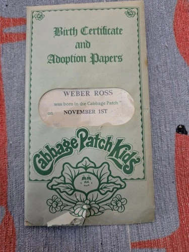 vintage Cabbage patch kid 80s coleco birth certificate