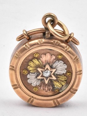 Antique 9k MULTI Color GOLD MINE Diamond Jewish Star Ladies picture locket RARE