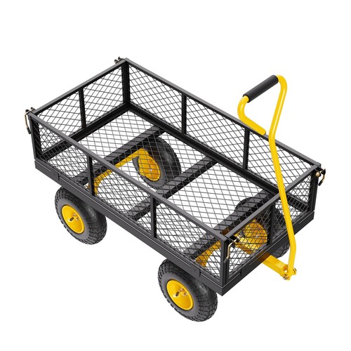 Steel Garden Cart 900lb Capacity Heavy Duty Yard Wagon Utility Cart 10in Tires - Picture 10 of 12